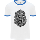Mandala Art Ape Mens White Ringer T-Shirt White/Royal Blue