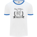 Home Is Where Your Cat Is Funny Kitten Mens White Ringer T-Shirt White/Royal Blue