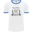 Home Is Where Your Cat Is Funny Kitten Mens White Ringer T-Shirt White/Royal Blue