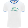 A Hammerhead Shark Mens White Ringer T-Shirt White/Royal Blue