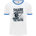 Shark Ahead Funny Scuba Diving Diver Mens White Ringer T-Shirt White/Royal Blue