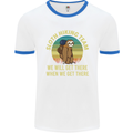 Sloth Hiking Team Funny Trekking Walking Mens White Ringer T-Shirt White/Royal Blue