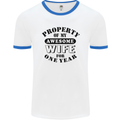 1st Wedding Anniversary 1 Year Funny Wife Mens Ringer T-Shirt White/Royal Blue