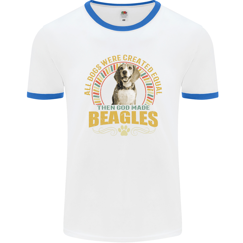 A Beagle Dog Mens Ringer T-Shirt White/Royal Blue