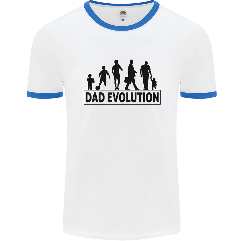 Dad Evolution Fathers Day Mens White Ringer T-Shirt White/Royal Blue