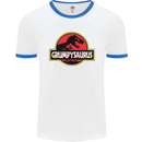 Grumpysaurus Funny Grumpy Old Git Man Mens White Ringer T-Shirt White/Royal Blue