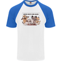 Sloth Board Games Funny Mens S/S Baseball T-Shirt White/Royal Blue