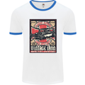 Classic Hotrod Vintage Iron Hot Rod Dragster Mens White Ringer T-Shirt White/Royal Blue