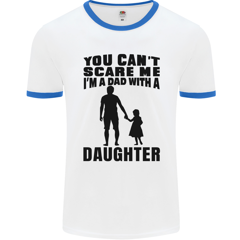 Dad With a Daughter Funny Fathers Day Mens White Ringer T-Shirt White/Royal Blue