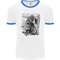 Teutonic Knight Never Give Up Crusader Gym Mens White Ringer T-Shirt White/Royal Blue