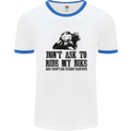 Ask to Ride My Biker Motorbike Motorcycle Mens White Ringer T-Shirt White/Royal Blue