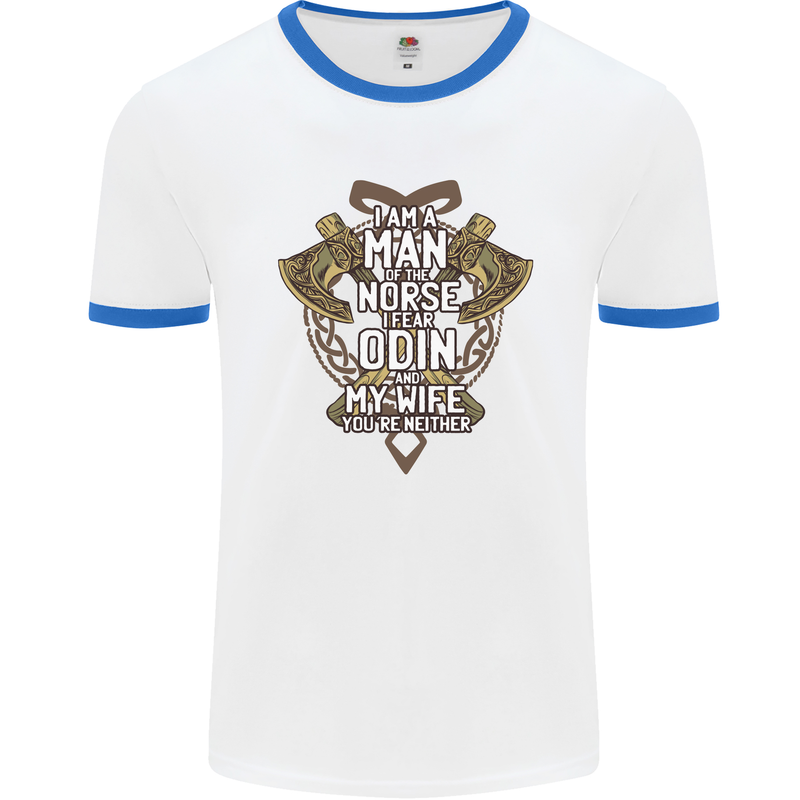 Funny Viking Wife Quote Wedding Anniversary Mens Ringer T-Shirt White/Royal Blue