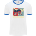 Goldendoodle Dog Art Mens White Ringer T-Shirt White/Royal Blue