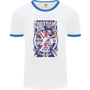 UK American Football Player Mens White Ringer T-Shirt White/Royal Blue