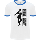 Original Rude Boy 2Tone 2 Tone SKA Mens White Ringer T-Shirt White/Royal Blue