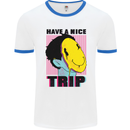 Acid Have a Nice Trip Drugs LSD Trippy Mens White Ringer T-Shirt White/Royal Blue