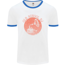 Old School DJ Gramaphone DJing Music Mens White Ringer T-Shirt White/Royal Blue