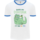 My Dinosaur Ate Your Unicorn T-Rex Funny Mens Ringer T-Shirt White/Royal Blue
