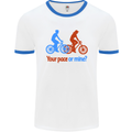 Your Pace or Mine Funny Cycling Cyclist Mens White Ringer T-Shirt White/Royal Blue