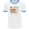 Pluto Never Forget Space Astronomy Planet Mens White Ringer T-Shirt White/Royal Blue