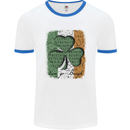 St Patricks Day Shamrock 3 Leaf Clover Mens White Ringer T-Shirt White/Royal Blue