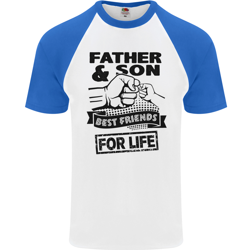 Father & Son Best Friends for Life Mens S/S Baseball T-Shirt White/Royal Blue