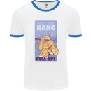 Pull Up Funny Cat Gym Training Mens Ringer T-Shirt White/Royal Blue