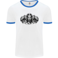 Devil Rider Motorcycle Motorbike Biker Mens White Ringer T-Shirt White/Royal Blue