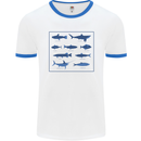 Fish Species Fishing Fisherman Shark Mens White Ringer T-Shirt White/Royal Blue