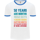 50th Birthday 50 Year Old Mens Ringer T-Shirt White/Royal Blue