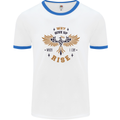Rising Pheonix Motivational Message Quote Mens White Ringer T-Shirt White/Royal Blue