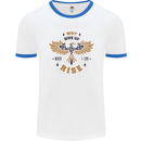 Rising Pheonix Motivational Message Quote Mens White Ringer T-Shirt White/Royal Blue