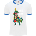 Tree Rex T-Rex Funny Christmas Dinosaur Mens White Ringer T-Shirt White/Royal Blue