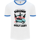 Drunk & Drive the Golf Cart Funny Golfer Mens White Ringer T-Shirt White/Royal Blue