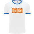 Beer Periodic Table Chemistry Geek Funny Mens White Ringer T-Shirt White/Royal Blue