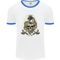 Tattoo Skull Snake Tattooist Biker Gothic Mens White Ringer T-Shirt White/Royal Blue