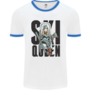 Ski Queen Funny Skiing Mens Ringer T-Shirt White/Royal Blue