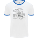 Microscope Biology Science Mens White Ringer T-Shirt White/Royal Blue