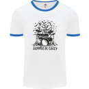 Skeleton Drummer Be Crazy Drumming Drum Mens White Ringer T-Shirt White/Royal Blue