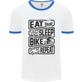 Cycling Eat Sleep Bike Repeat Funny Bicycle Mens White Ringer T-Shirt White/Royal Blue