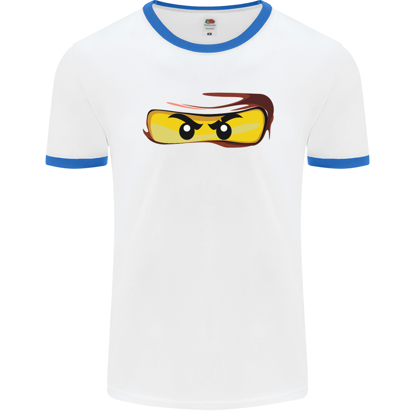 Ninja Eyes Mens White Ringer T-Shirt White/Royal Blue