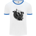 Scuba Diving Skull Diver Dive Deep Sea Mens White Ringer T-Shirt White/Royal Blue