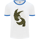The Viking Raven Symbol Odin Ragnar Tribal Mens White Ringer T-Shirt White/Royal Blue