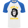 Funny Che Guevara Evolution Monkey Atheist Mens S/S Baseball T-Shirt White/Royal Blue