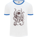 Steampunk Octopus Kraken Cthulhu Mens White Ringer T-Shirt White/Royal Blue