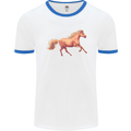 A Galloping Horse Equestrian Mens White Ringer T-Shirt White/Royal Blue