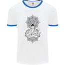 Buddha Mandala Art Mens Ringer T-Shirt White/Royal Blue