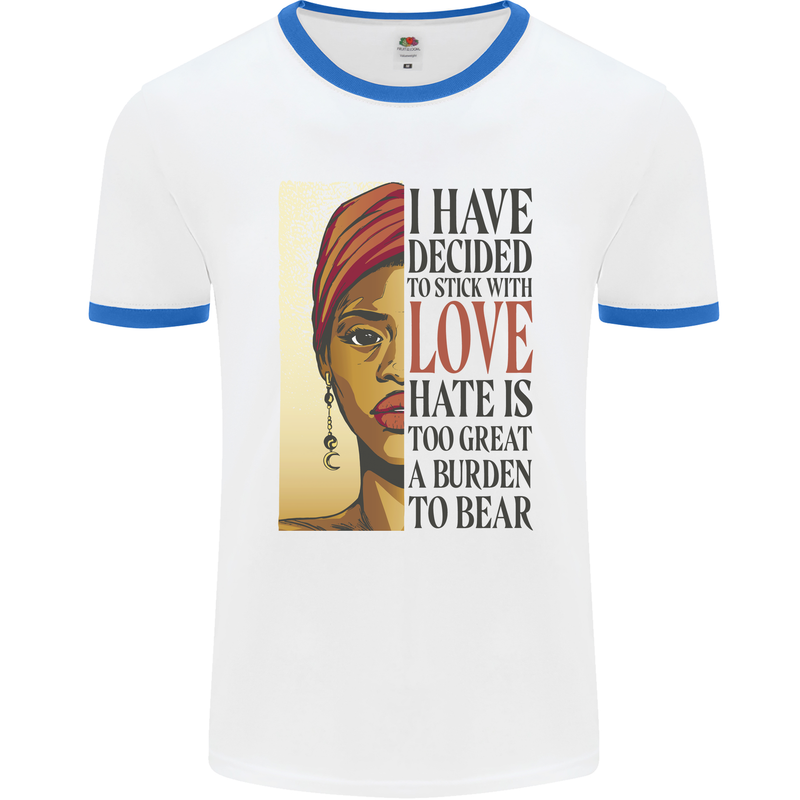 Stick With Love Black Lives Matter Mens Ringer T-Shirt White/Royal Blue
