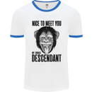 Chimp Evolved Dessendant Funny Monkey Ape Mens White Ringer T-Shirt White/Royal Blue