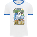 Easily Distracted by Bird Watching Mens White Ringer T-Shirt White/Royal Blue